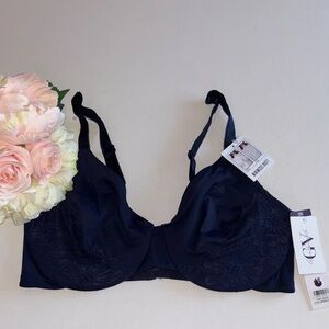 Gloria Vanderbilt Minimizer BRA 38D Midnight Blue Lace Bra NWT